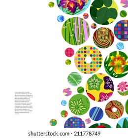 Multicolor abstract bright background with ornamental circles. Elements for design. Eps10.