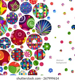 Multicolor abstract bright background with ornamental circles. Elements for design. Eps10.