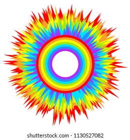 Multi-color abstract children's rainbow on isolated light background. Rainbow colored explosion. Vector holiday design element for your creativity.