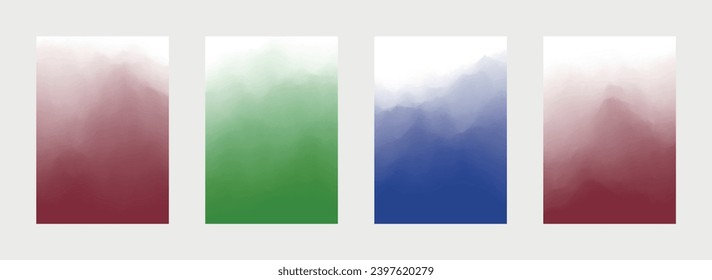 Multicolor Abstract Cover Set. Modern Backdrop. Fade Background. Smudge Design. Vector illustration