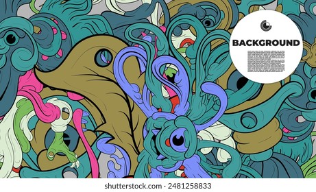 Multicolor Abstract doodle Art for Background, poster, book cover, backdrop, banner, brochure, banner. the design is also suitable for coloring book project 