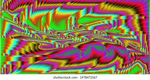 Multi-color abstract drawing on a wave rectangular background. Use for textures and design.