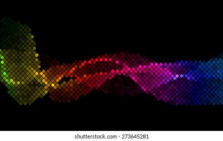 Multicolor abstract lights disco background square pixel mosaic vector