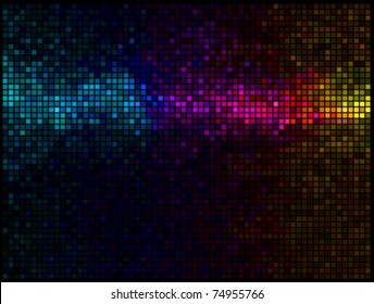 Multicolor abstract lights disco background. Square pixel mosaic vector