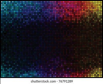 Multicolor abstract lights disco background. Square pixel mosaic vector