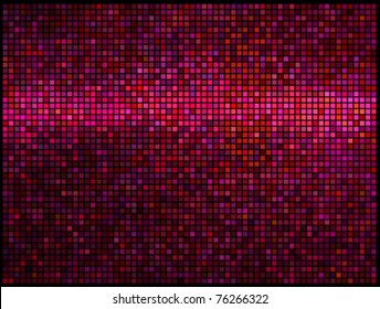 Multicolor abstract lights red disco background. Square pixel mosaic vector