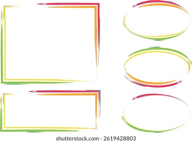 Conjunto de marcos de contorno de patrón de línea abstracta multicolor