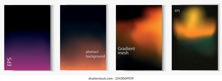 Multicolor abstract liquid background collection. Gradient backgrounds with color blend effect.Template for web covers, ad banners, posters, brochures, and flyers. Gradient mesh, Vector image EPS