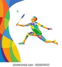 Multicolor Abstract Professional Badminton Player Stock Vector (Royalty ...