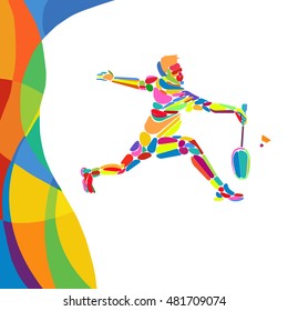 Multicolor abstract Professional Badminton player