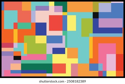 Multicolor abstract rectangle composition background. Use for wallpaper, print art, presentation backgrounds, posters, flyers, and book illustration.