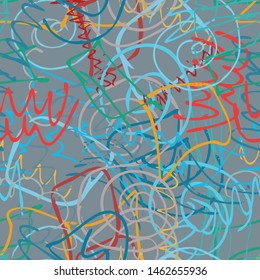 Multicolor abstract seamless background. Chaotic spray paint. Pattern for printing on fabric. Vector pattern of ink blots color