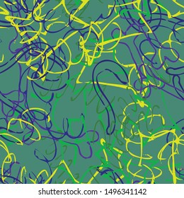 Multicolor abstract seamless background. Chaotic spray paint. Pattern for printing on fabric. Vector pattern of ink blots color