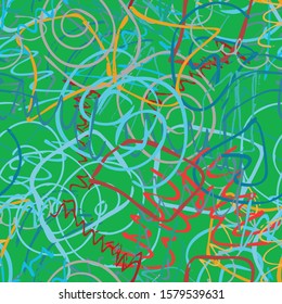 Multicolor abstract seamless background. Chaotic spray paint. Pattern for printing on fabric. Vector pattern of ink blots color