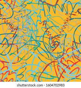 Multicolor abstract seamless background. Chaotic spray paint. Pattern for printing on fabric. Vector pattern of ink blots color