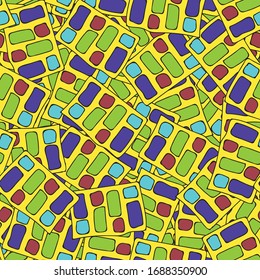 Fondo abstracto multicolor sin fisuras. Grunge la textura con elementos extensibles. Patrón vectorial de color caótico