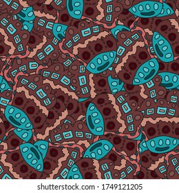 Multicolor abstract seamless background. Grunge texture with repeating elements. Chaotic color vector pattern