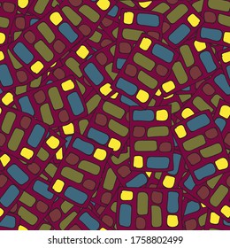 Abstrakter mehrfarbiger Hintergrund. Grunge Textur mit sich wiederholenden Elementen. Chaotische Farbvektormuster
