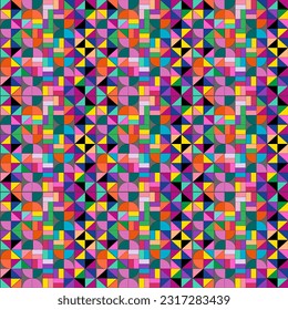 Multicolor abstract seamless mosaic background. Colorful geometric mozaic pattern - full color vector