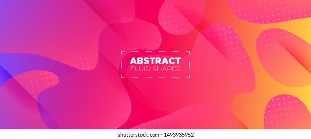 Multicolor Abstract Shapes. Gradient Background. Minimal Concept. Light Wave Brochure. Abstract Poster. Colorful Futuristic Gradient. Bright Minimal Design. Pink Flow Brochure. 3d Fluid Banner.