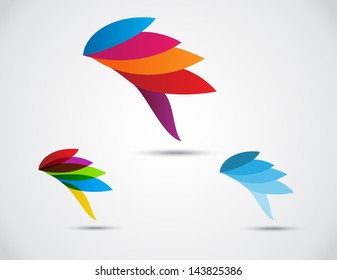 Multicolor abstract symbol . bird icon on leaf