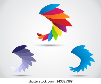 Multicolor abstract symbol . bird icon on leaf