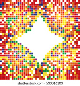 Multicolor abstract vector. Pixel art banner with star in center.