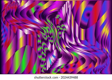 A multi-color abstraction consisting of waves on a horizontal rectangular background. Use it for textures and backgrounds.