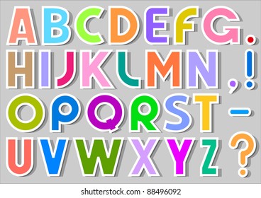 Multicolor Alphabet Stickers. vector illustration