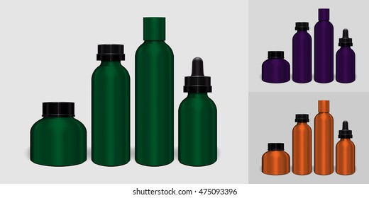 Multicolor aluminum bottle Packaging Mock up set ready for your design
