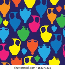 multicolor amphoras icons of seamless pattern