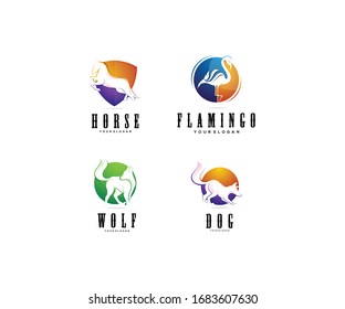 Design-Kollektion für mehrfarbiges Tierlogo
