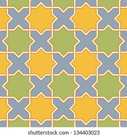 Multicolor Arabic Byzantine seamless pattern vector illustration