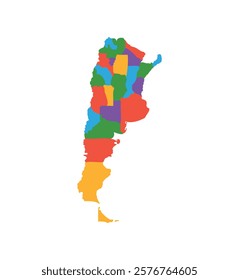 Multicolor Argentina map political regions simple flat vector