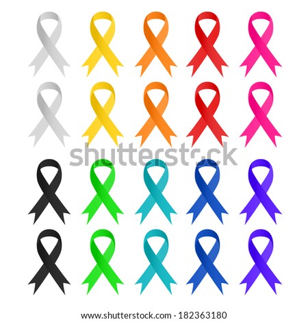 Multicolor Awareness Ribbon Set On White Stock Vector (Royalty Free ...