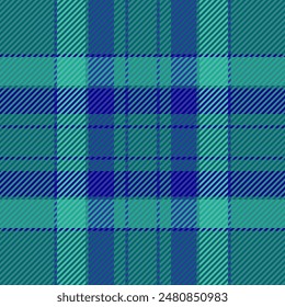 Multicolor background pattern texture, international plaid check fabric. Birthday card textile tartan vector seamless in cyan and teal colors palette.