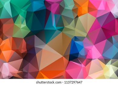 Multicolor background of triangles. Bright colors, festive abstract background