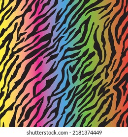 Multicolor background zebra skin pattern, animal seamless design