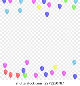 Multicolor Ballon Background Transparent Vector. Balloon Latex Frame. Pink Rainbow. Green Surprise. Helium Rubber Template.
