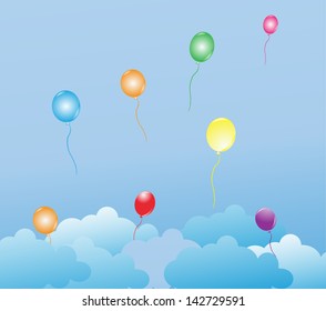 Multicolor balloons flying in the air.