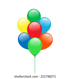 Multicolor balloons isolated on white background