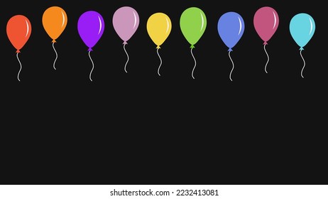 multicolor  balloons on black background