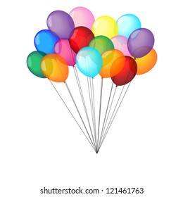 Multicolor balloons on white background
