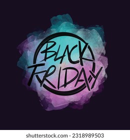 Multicolor Banner Brush Stroke Effect Background Lettering BLACK FRIDAY
