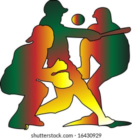 Multicolor Baseball Players (Silhouettes) Vector