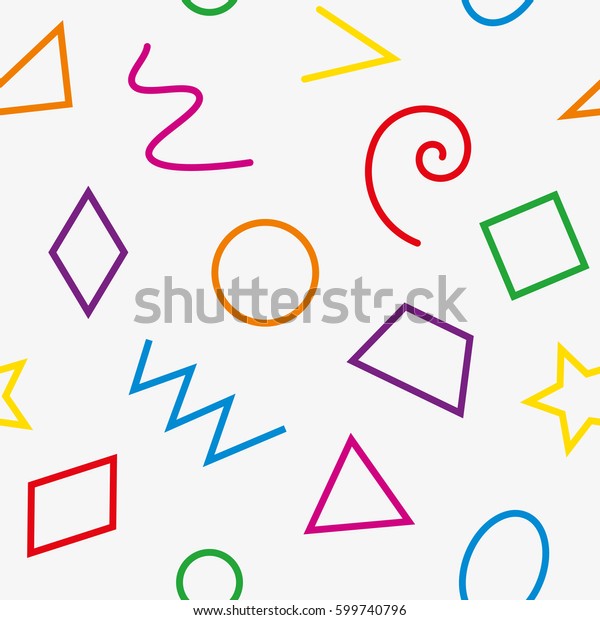 Multicolor Basic Geometrical Shapes Seamless Pattern Stock Vector ...