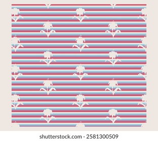 Multicolor Beautiful seamless Stripe vector with floral print design for t-shirts, Hoodie prints, stickers,  and other uses...