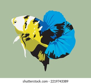 Multicolor betta fish. Vector illustration.