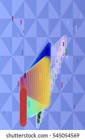 multicolor between alphabet I and template, charming font