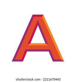 Multicolor beveled letter A on a white background. 3d alphabet a vector.